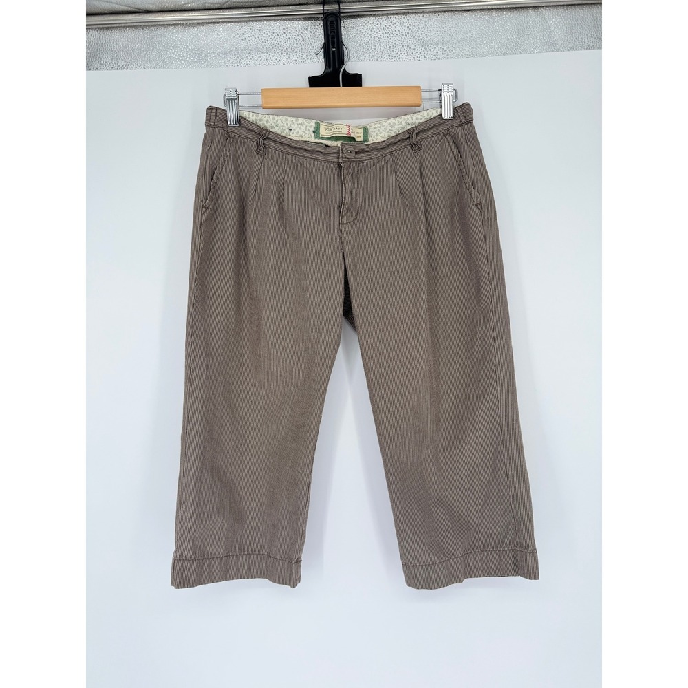 Vintage Y2K Old Navy Capri Pants Sz 4 Brown Pinstripe Cotton Low Rise 90s Preppy